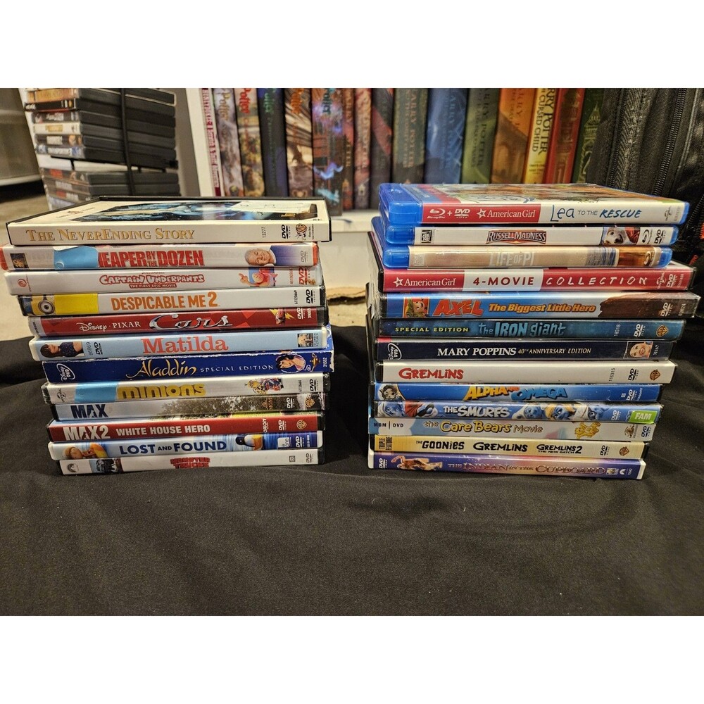 Children's Movie DVD Blu Ray Lot of 25 Disney Goonies Gremlins
